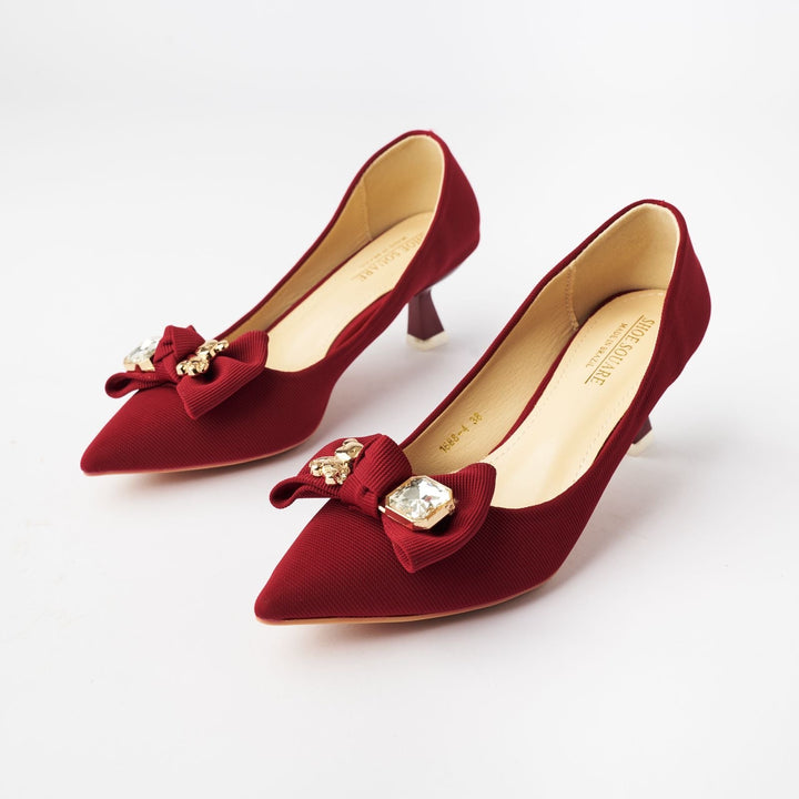 Court Shoes - Kitten Heels - Maroon (CH11)