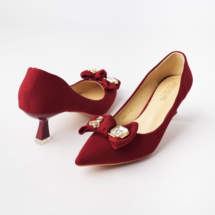 Court Shoes - Kitten Heels - Maroon (CH11)