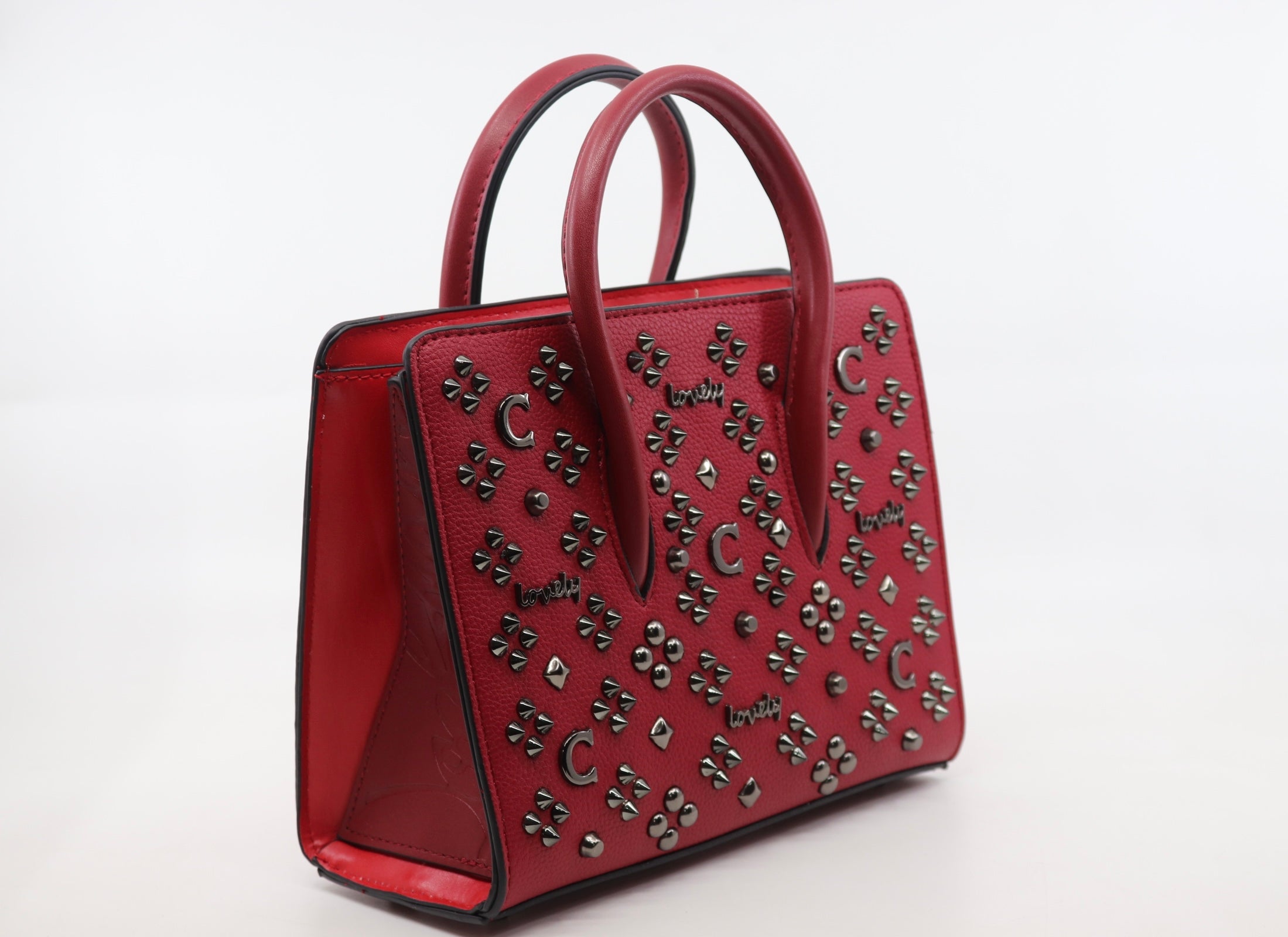 Leather bag embellished with metal studs (SB51)