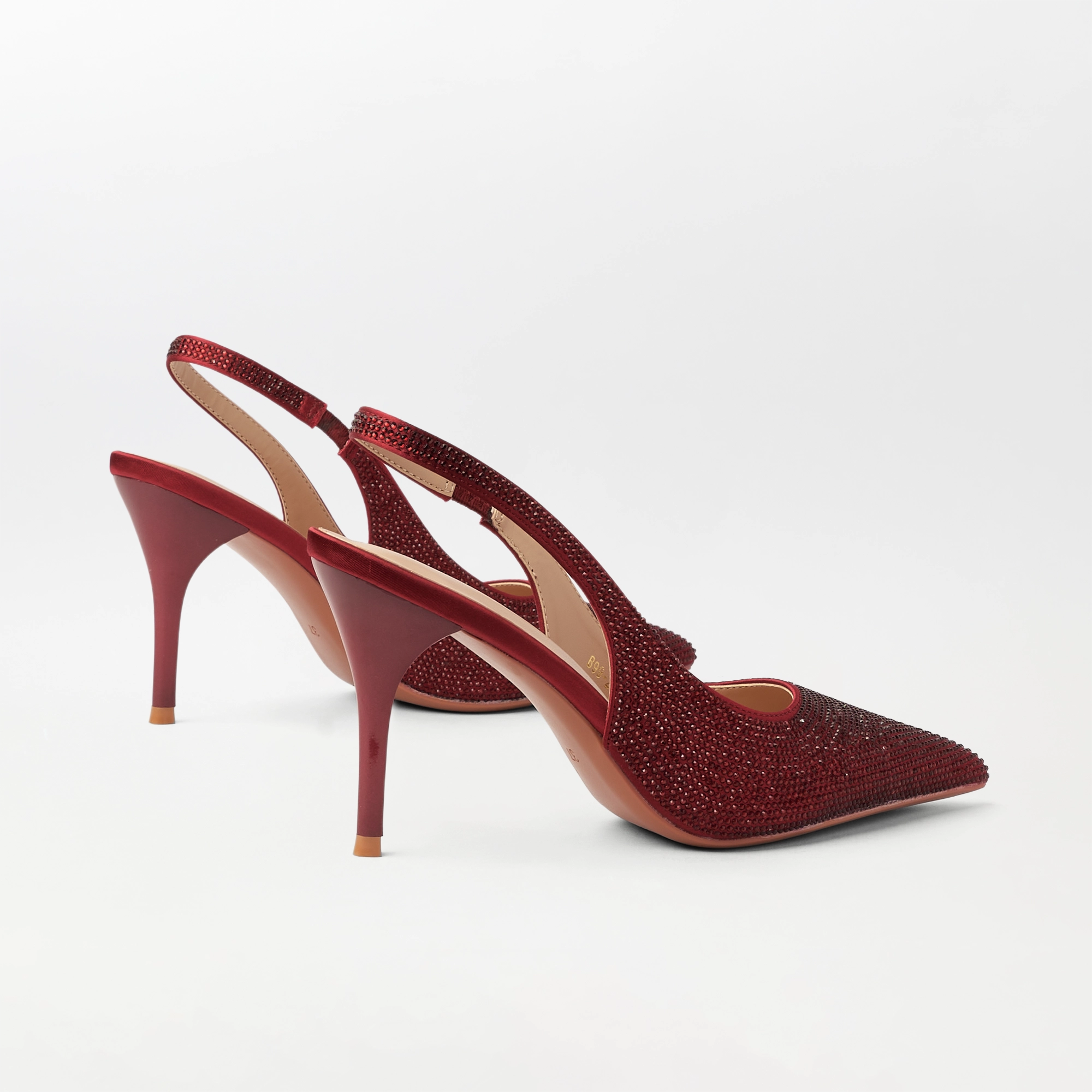 Embellished Slingback Kitten Heel Red - (CH333)