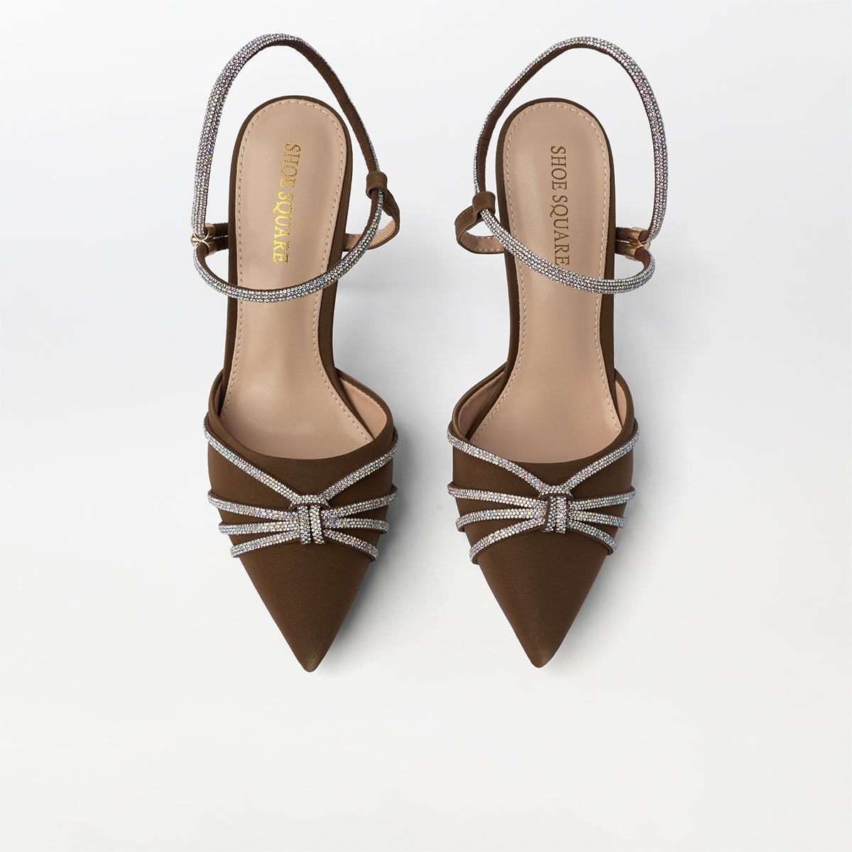 Embellished High Heel Khaki Sandals - (CH280)