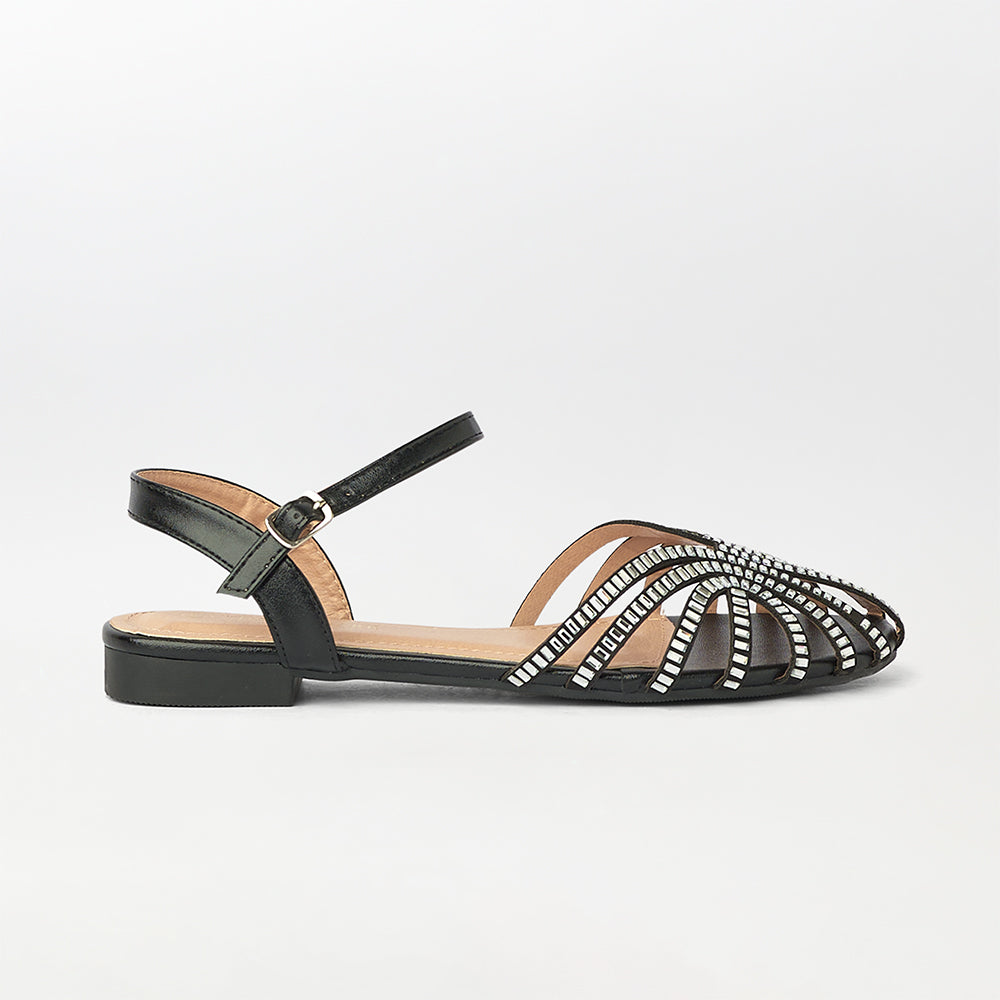 Rhinestone Embellished Cage Sandals - (FS73)