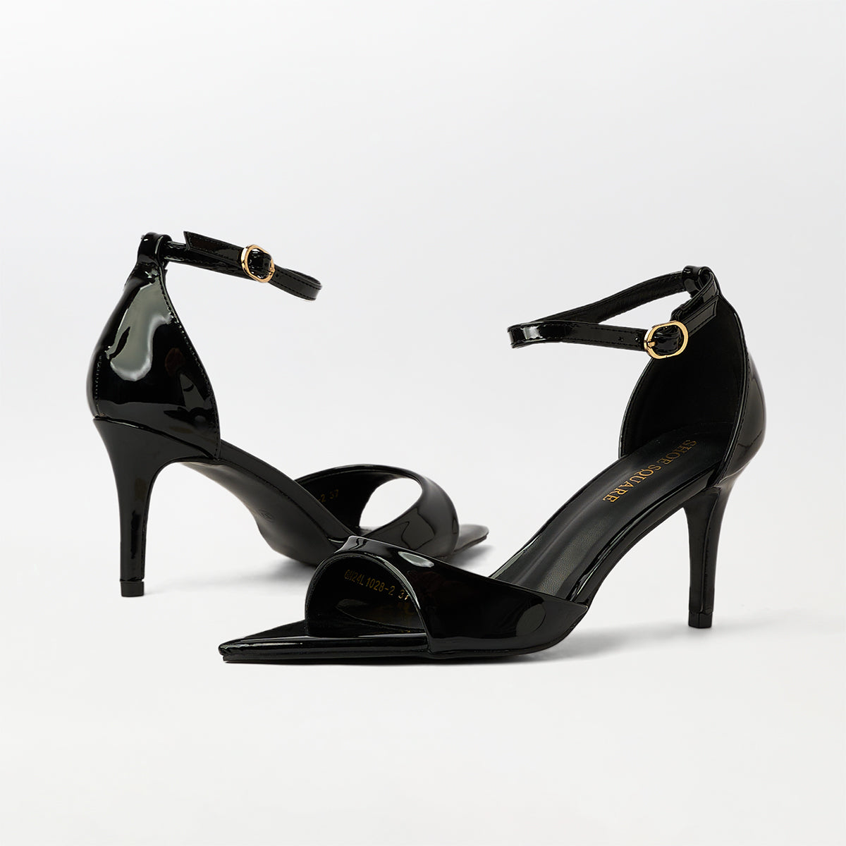Glossy Slingback High Heels Black - (CH258)