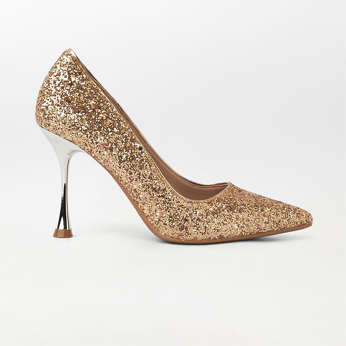 Glitter Stiletto High Heels Champagne - (CH267)