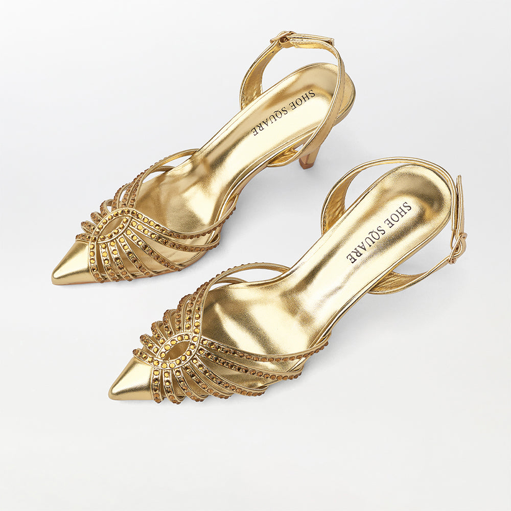 Embellished Heel Sandals - CH307