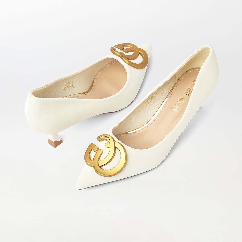 Embellished Kitten Heels Court Shoes (CH181)