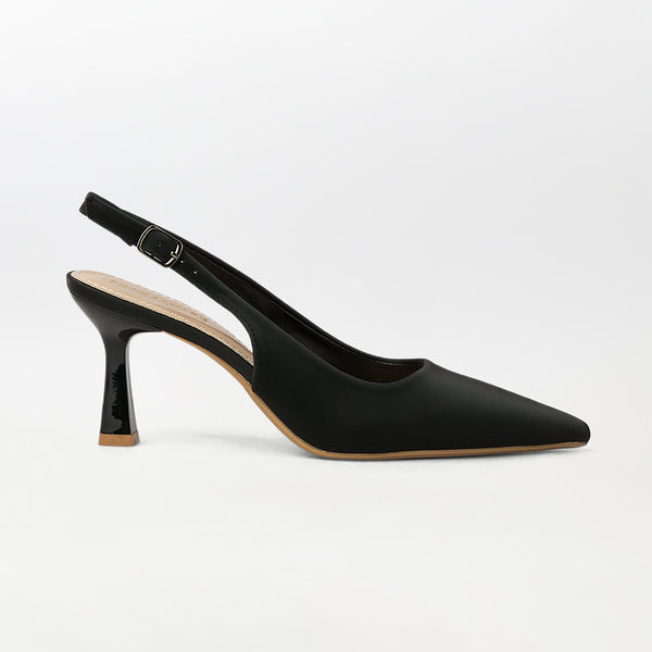 Slingback Kitten Heels Lemon Black - (CH245)