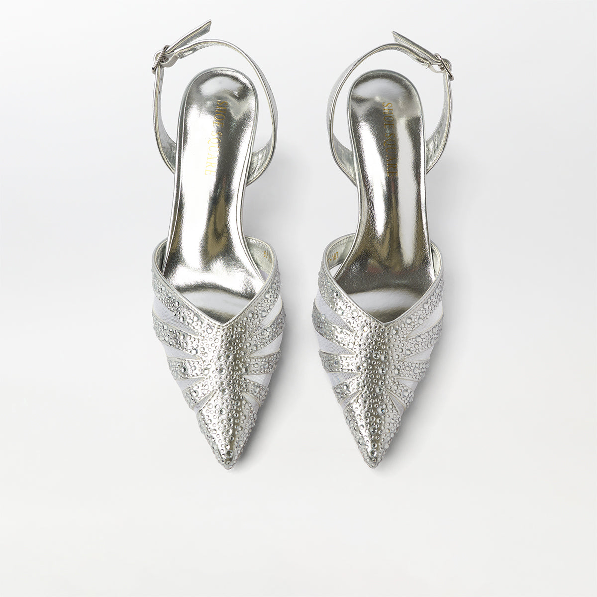 Embellished Stripe Slingback Sandal Heels - CH300