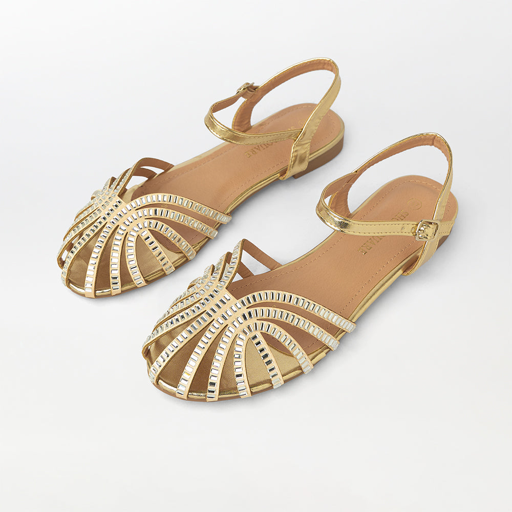 Rhinestone Embellished Cage Sandals - (FS72)