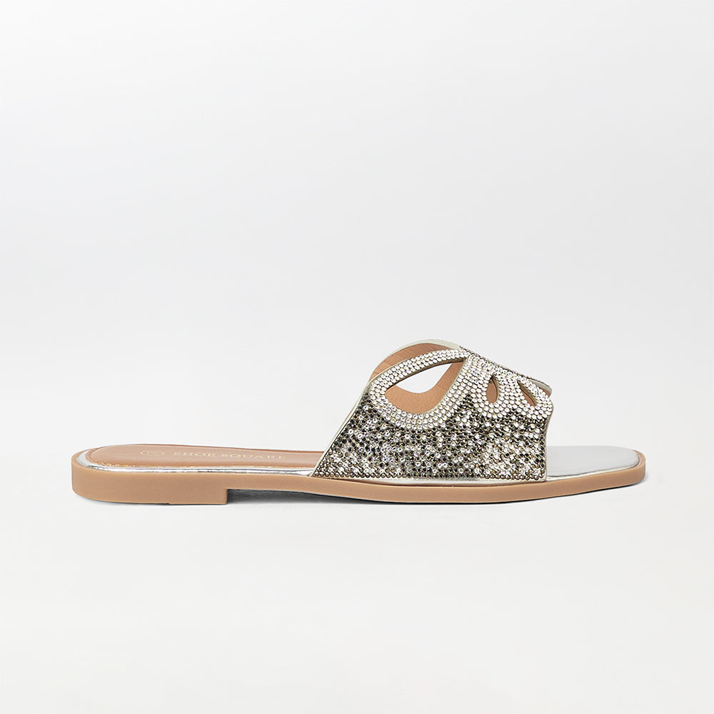 Rhinestone Embellished Butterfly Flat Slippers - (FS65)