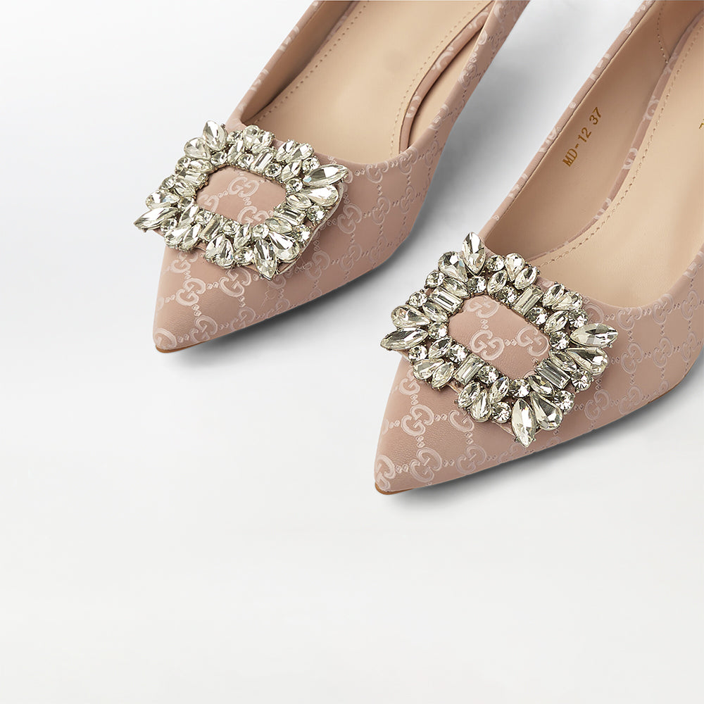 Stone Embellished Broach Court Shoes (CH169)