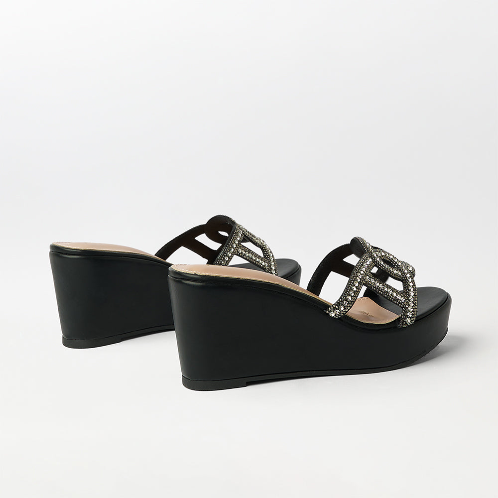 Embellished Cut Work Wedge Heels - (FS34)