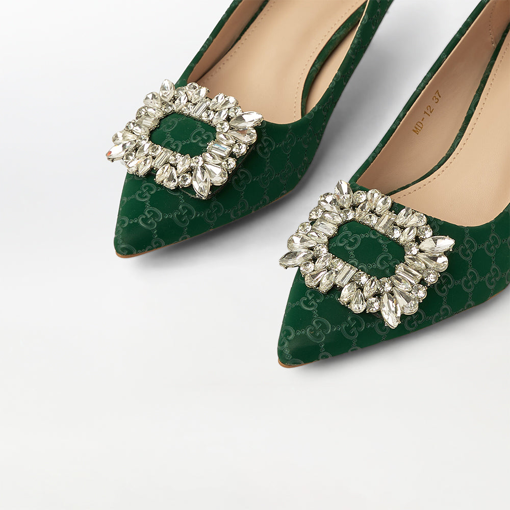 Stone Embellished Broach Court Shoes (CH167)