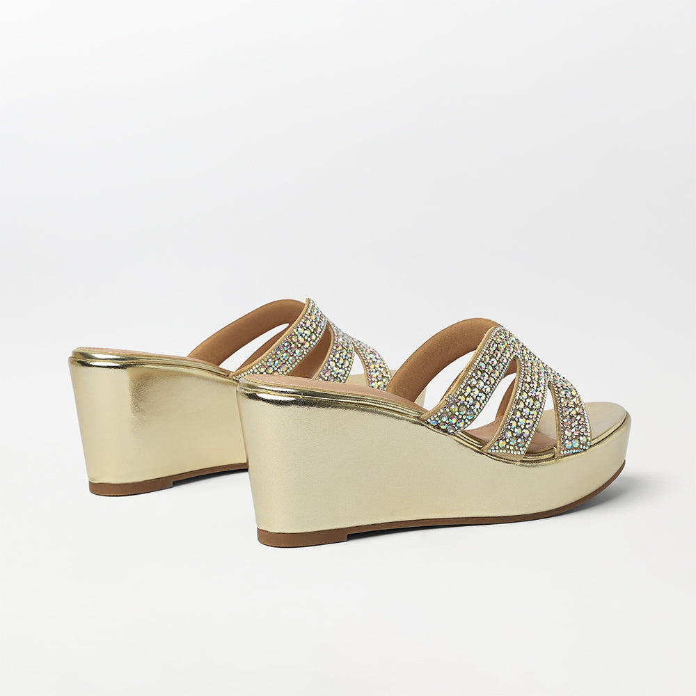 Stone Embellished Wedge Heels - (FS24)