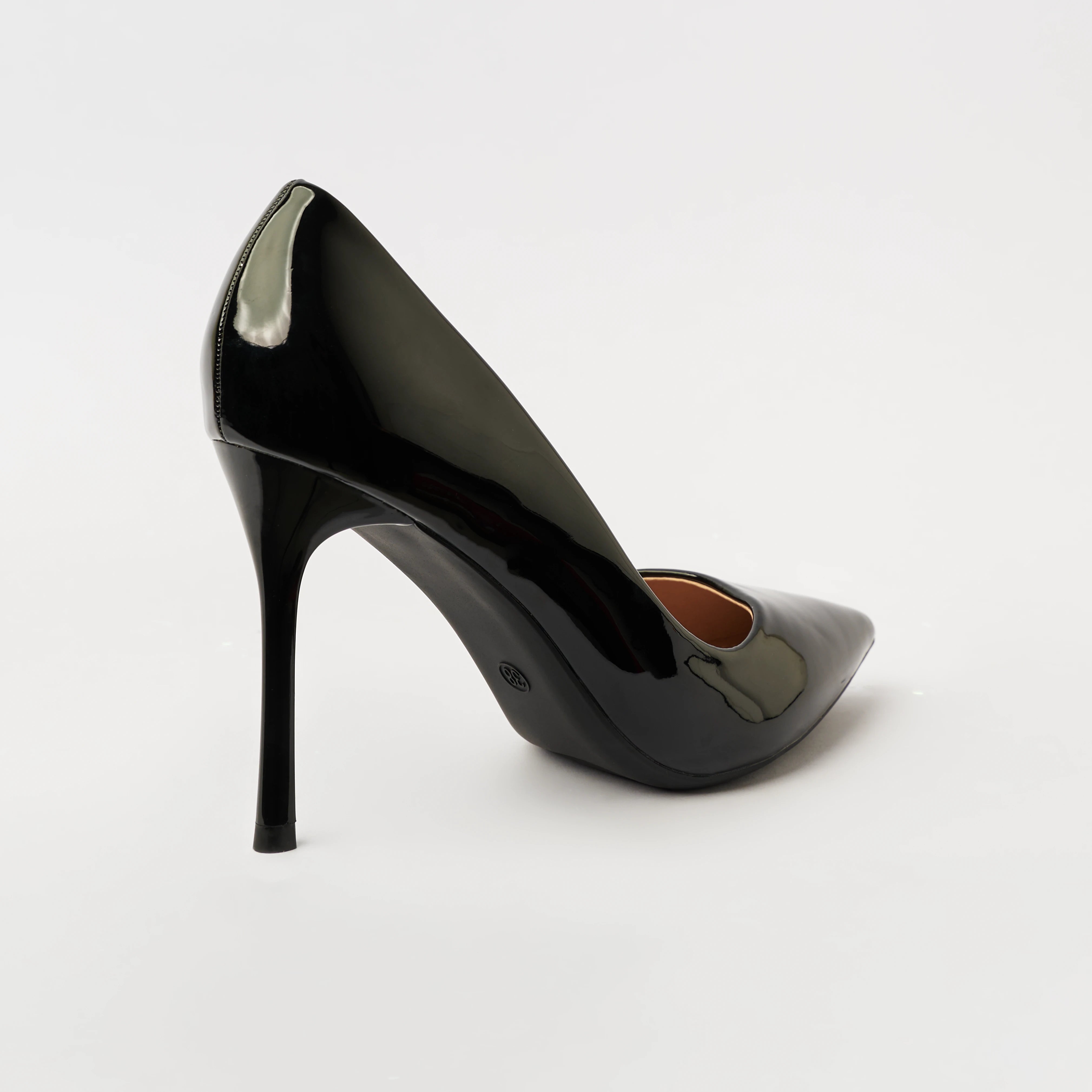 Glossy High Heels Court Shoes Black - (CH256)