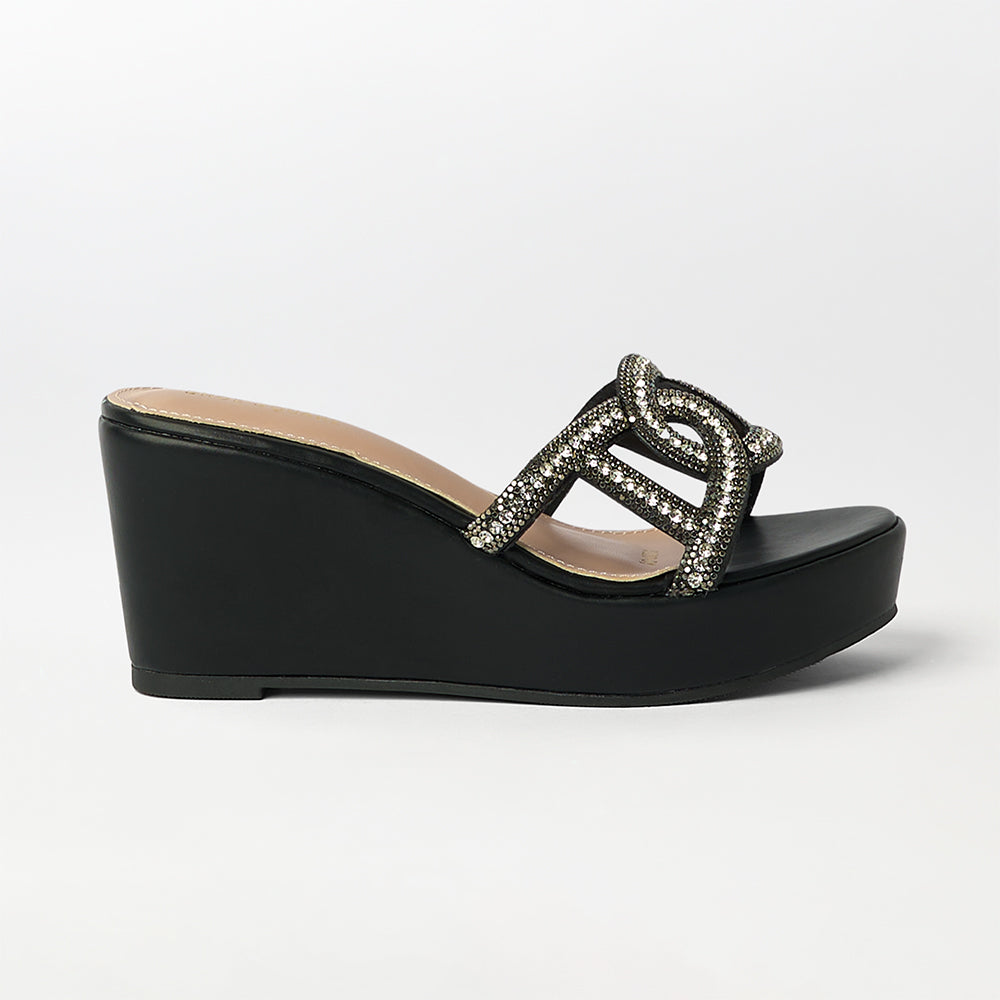 Embellished Cut Work Wedge Heels - (FS34)