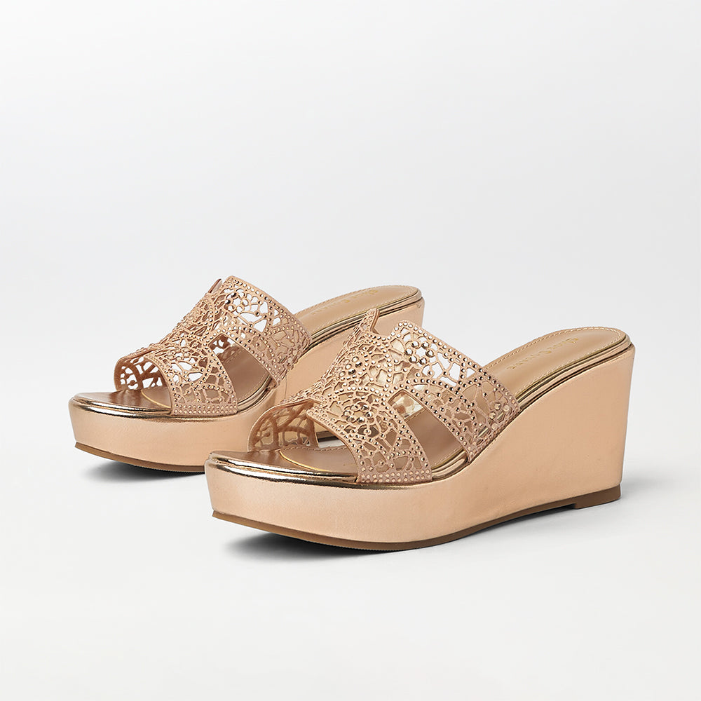 Stone Embellished Wedge Heels - (FS27)