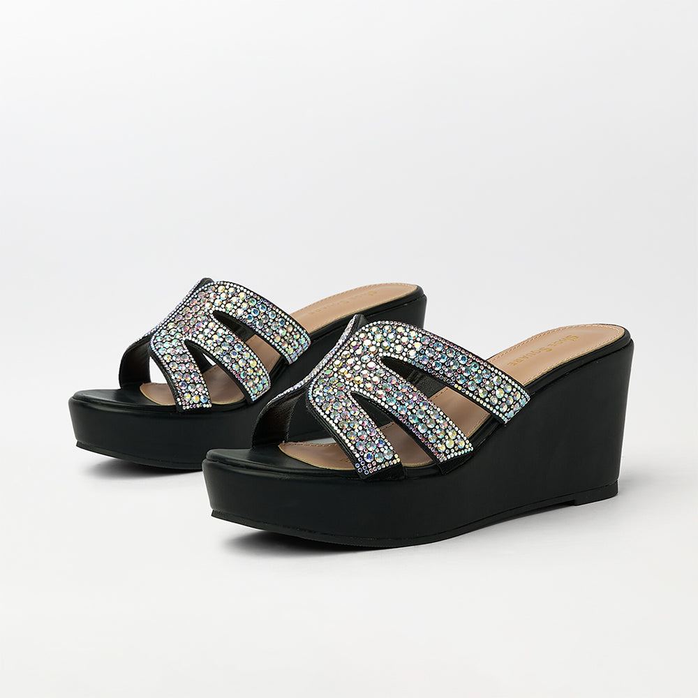 Stone Embellished Wedge Heels - (FS23)