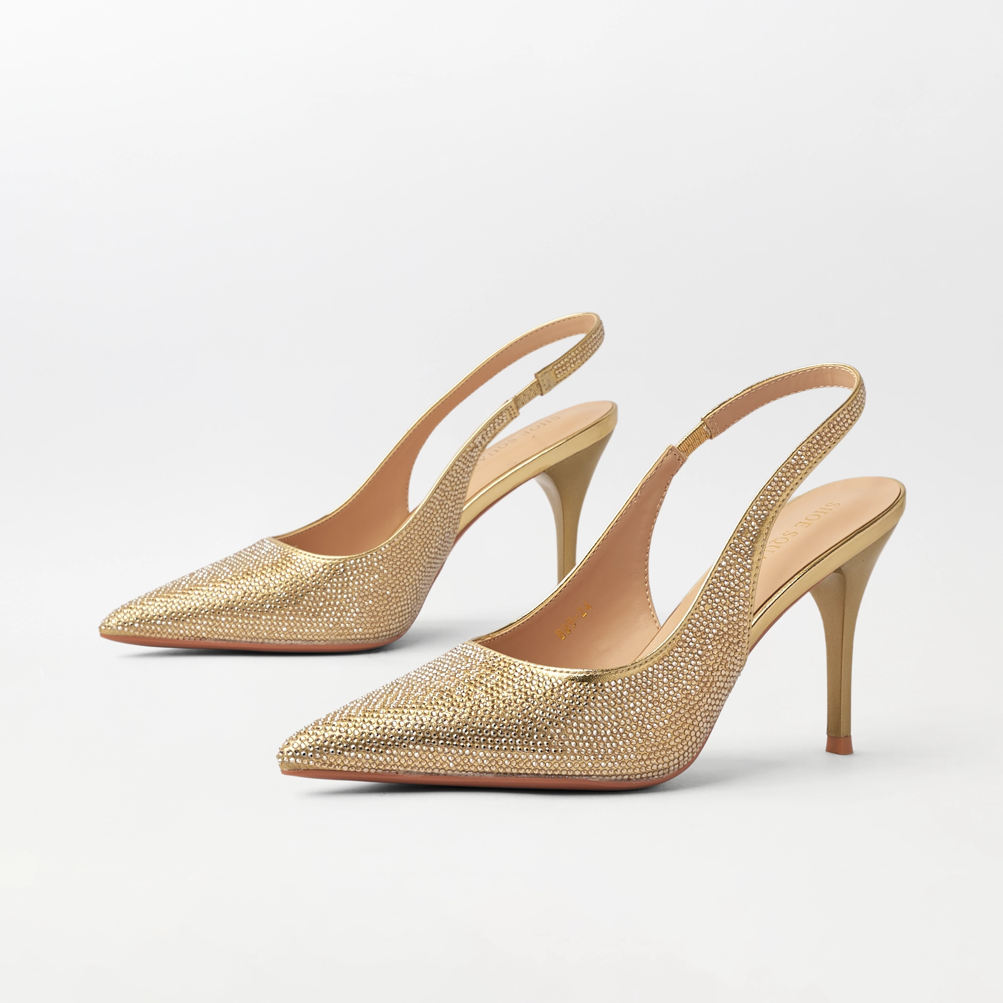 Embellished Slingback Kitten Heel Gold - (CH334)