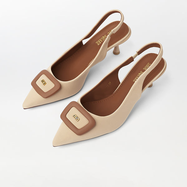 Two-Tone Slingback Heel Sandals (CH174)