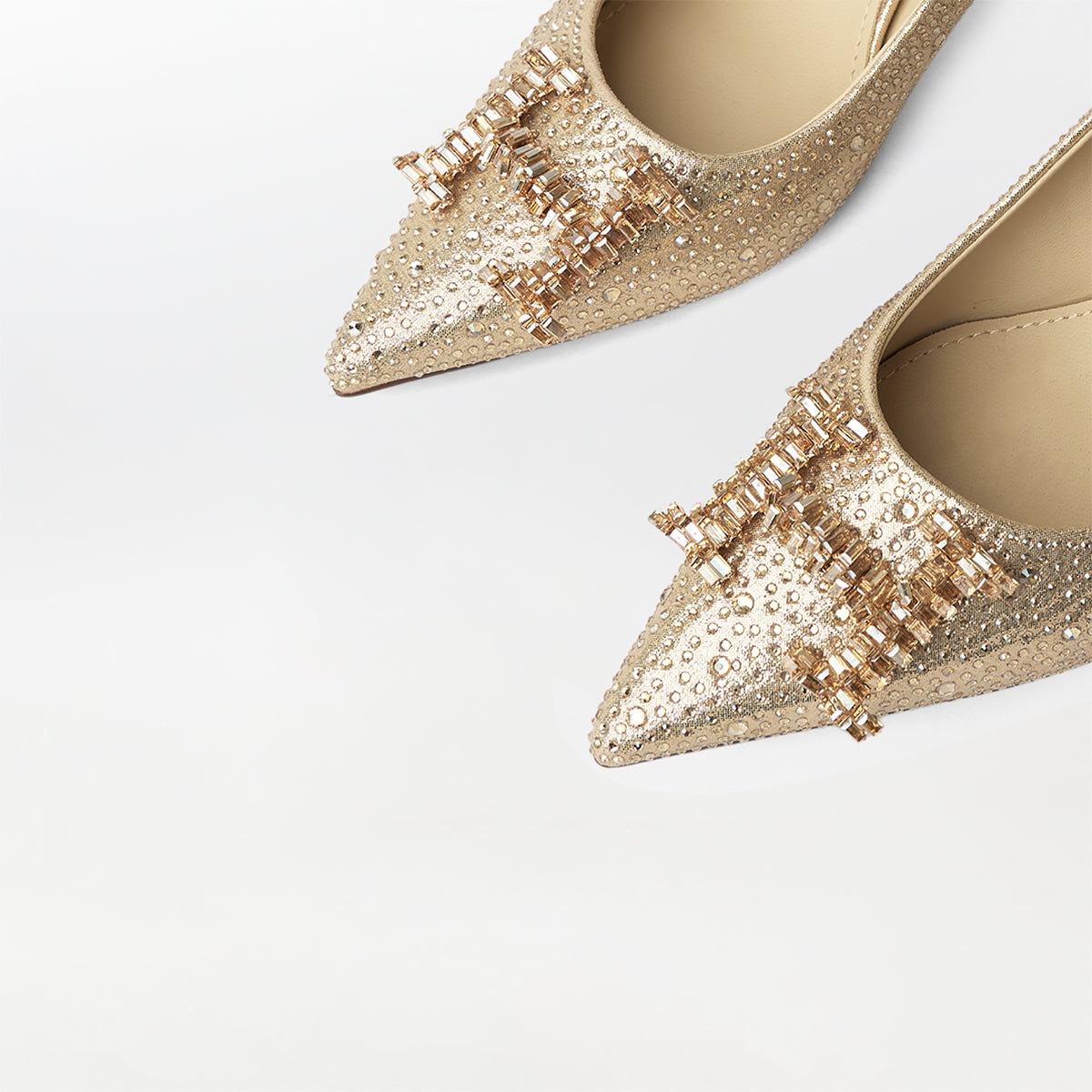 Stones Embellished Court Shoes Gold - (CH230)