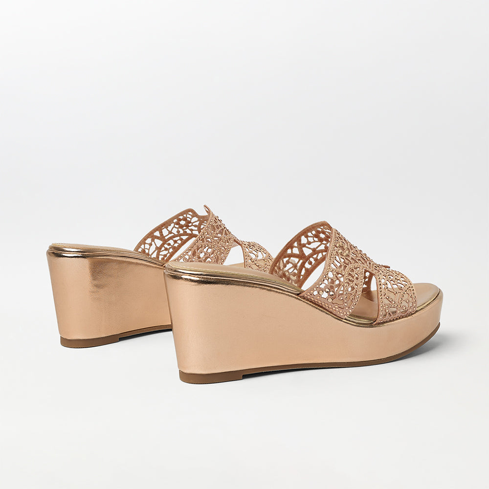 Stone Embellished Wedge Heels - (FS27)