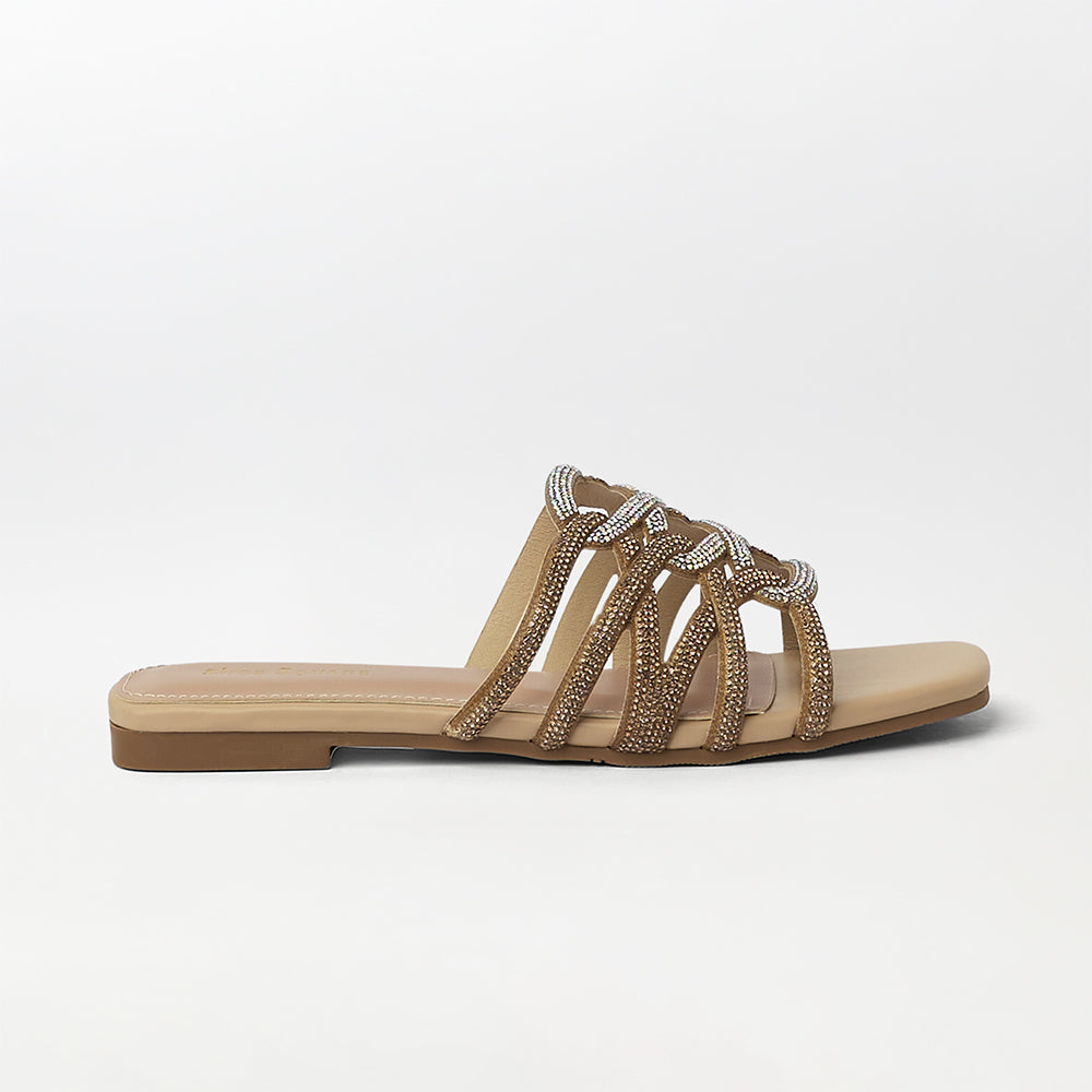 Stones Embellished Flat Slippers - (FS19)