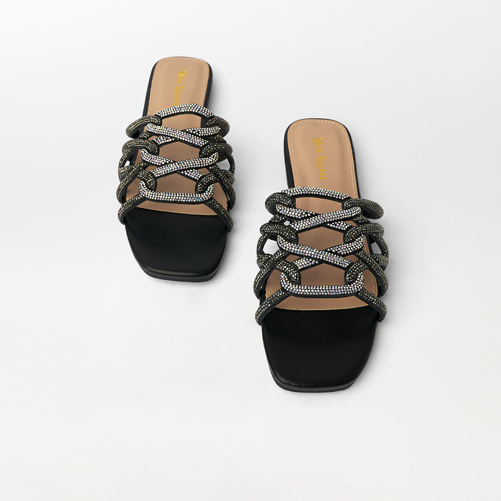 Stones Embellished Flat Slippers - (FS21)