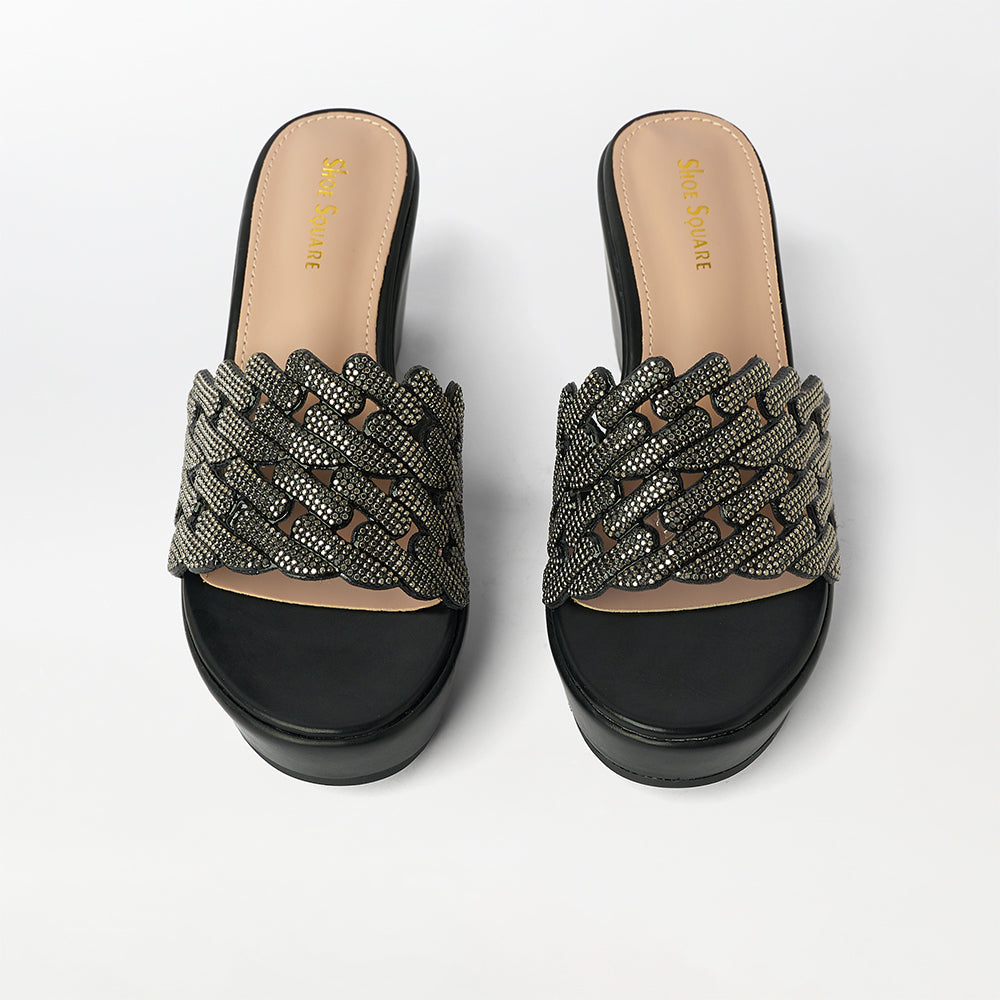 Embellished Cut Work Wedge Heels - (FS30)