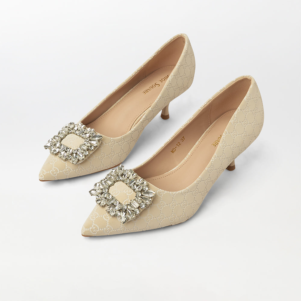 Stone Embellished Broach Court Shoes (CH168)