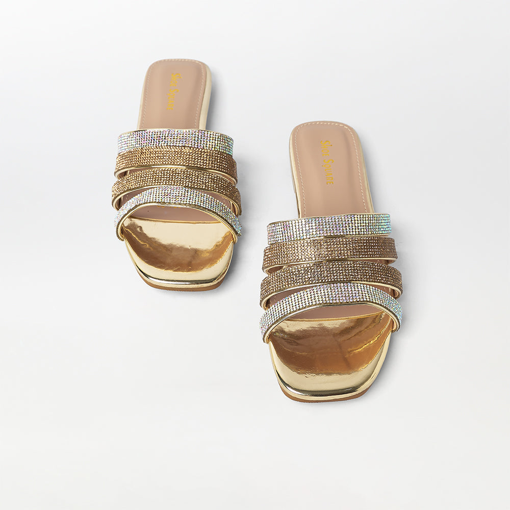 Stones Embellished Flat Slippers - (FS37)