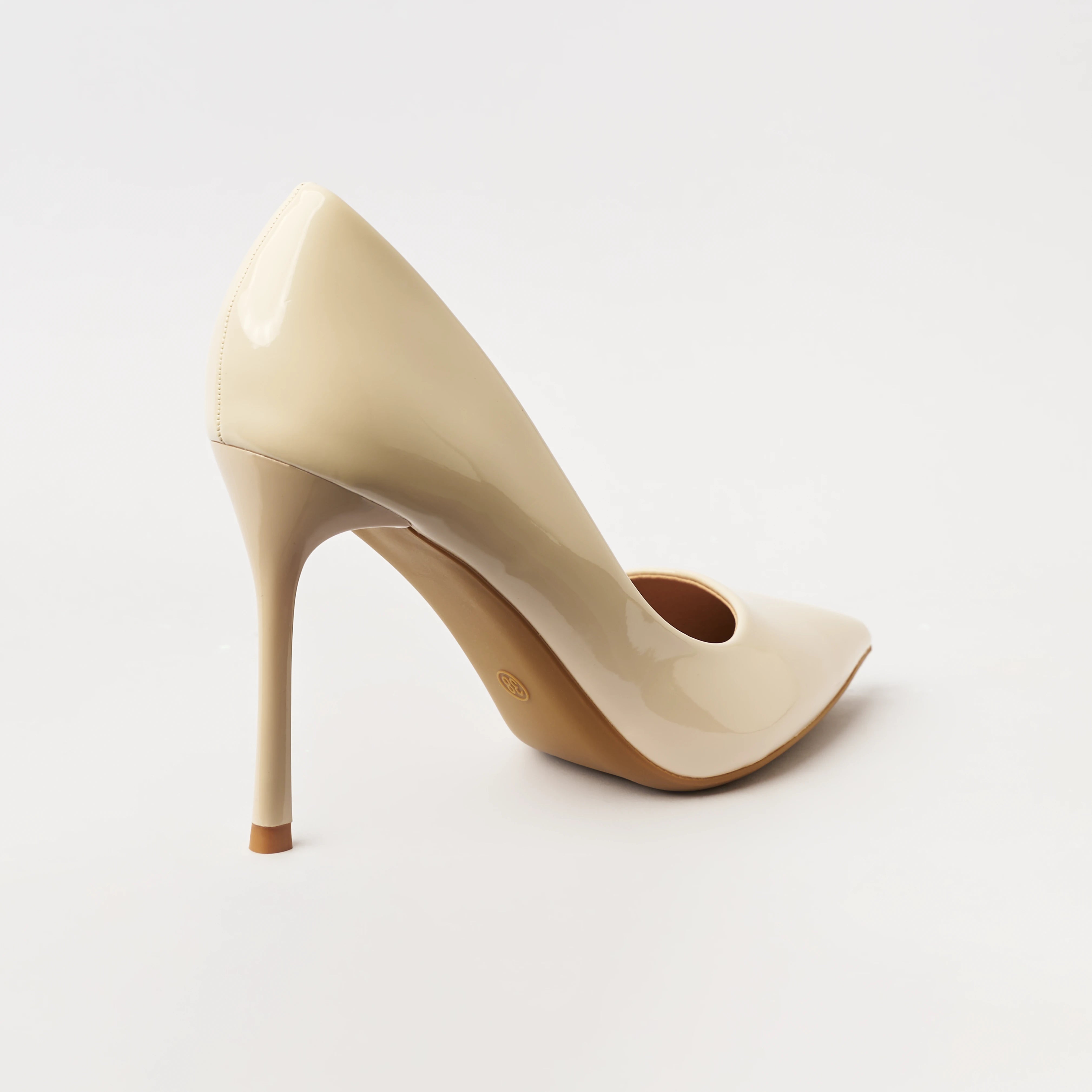 Glossy High Heels Court Shoes Off White - (CH255)