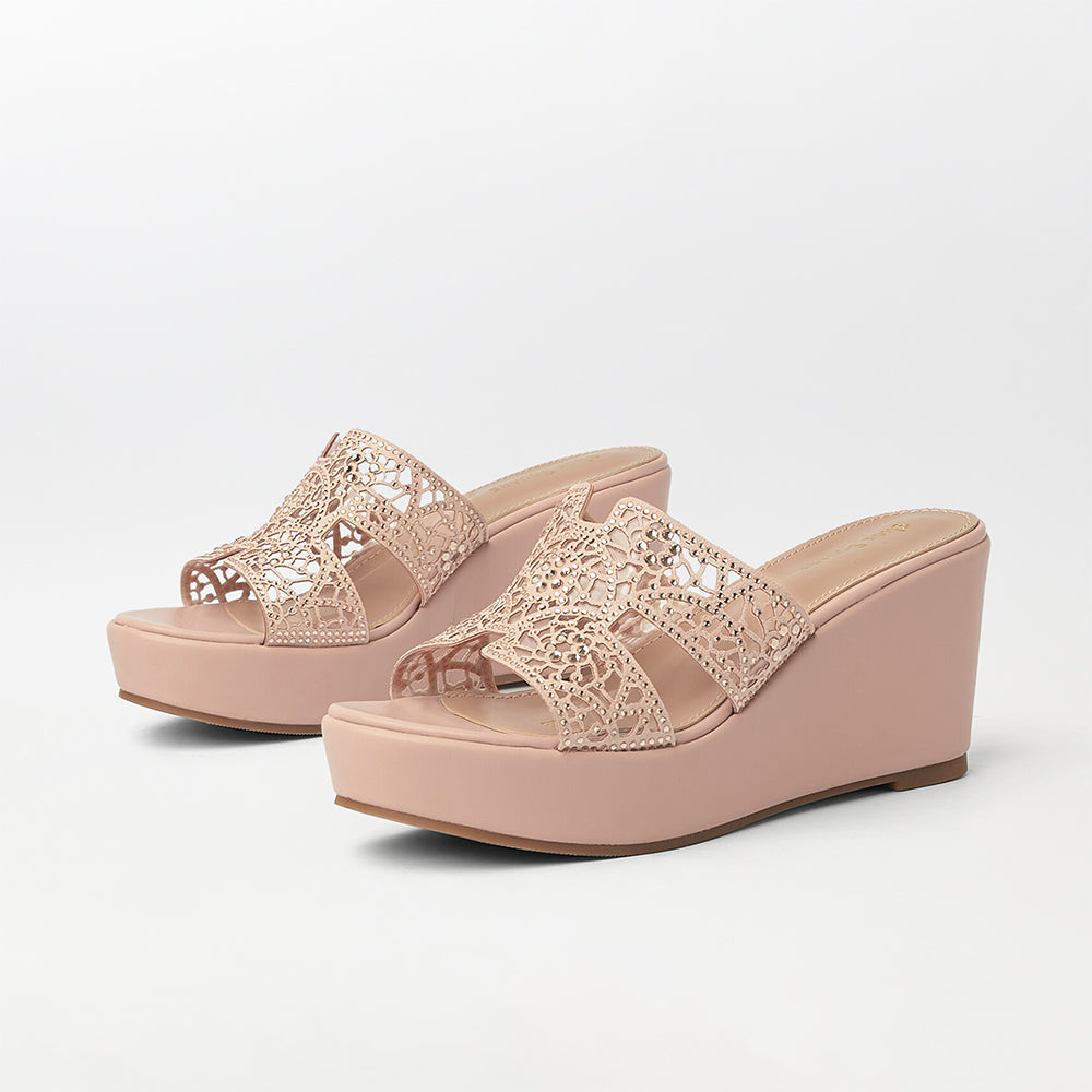Stone Embellished Wedge Heels - (FS26)