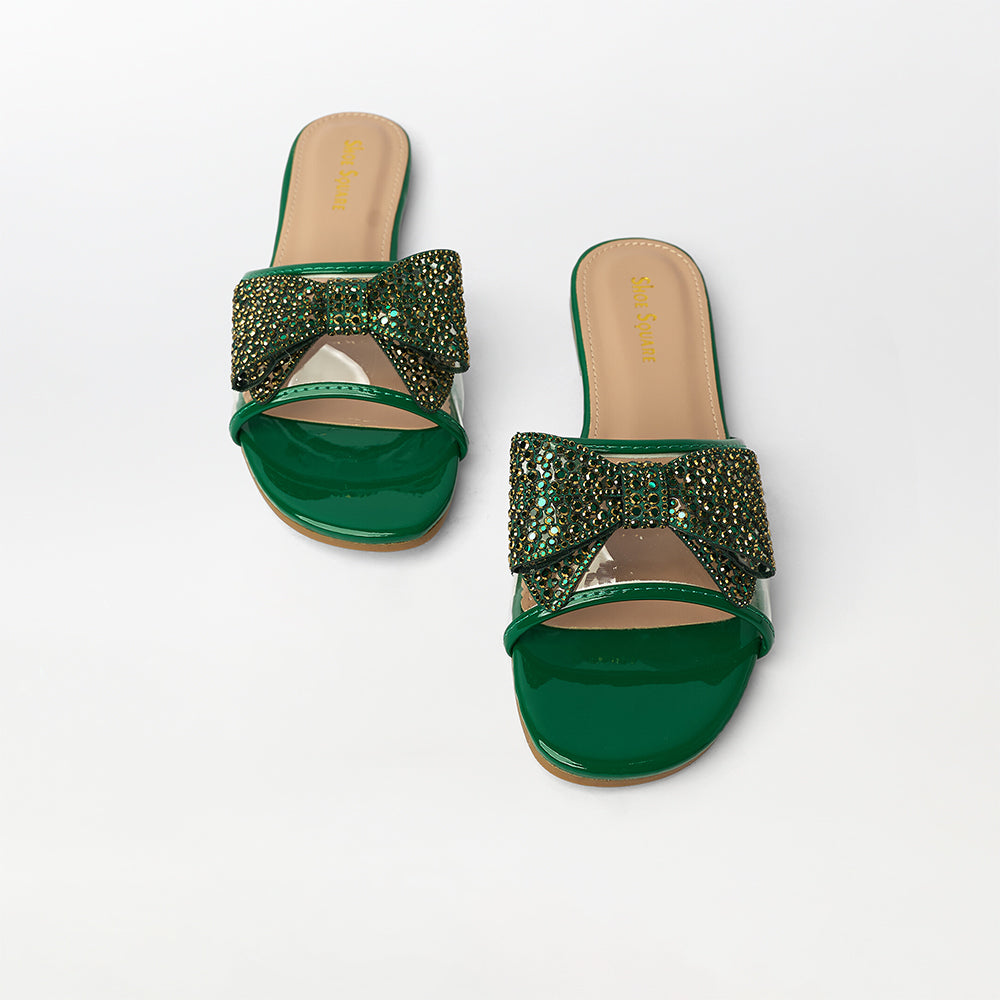 Bow Embellished Flat Slippers - (FS13)