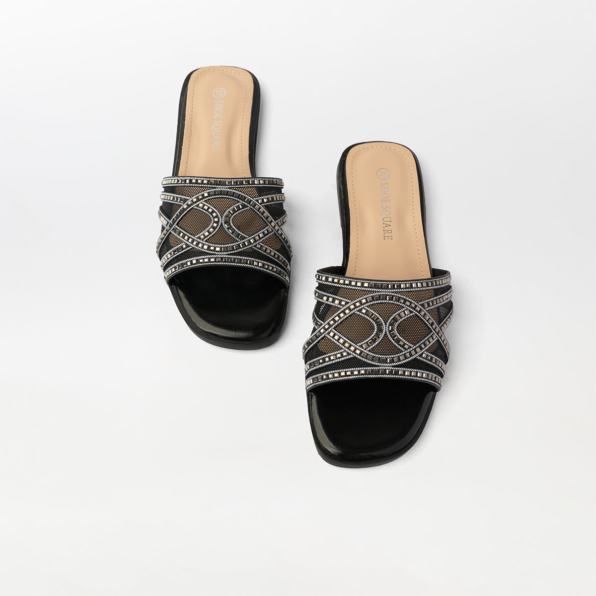 Embellished Cut Work Flat Slippers - (FS85)