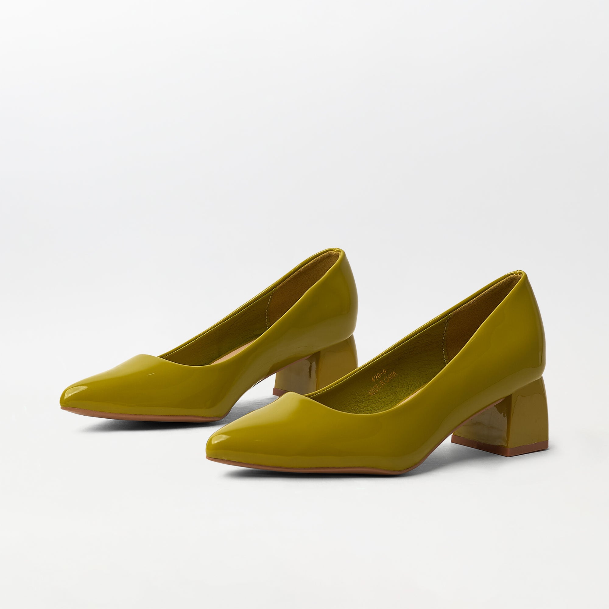 Patent Block Heel - Green (CH147)