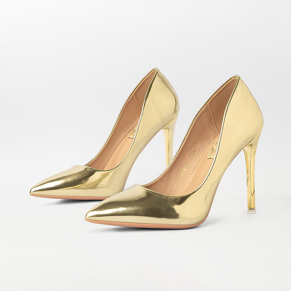 Shop Pointed Toe Metallic High Heels Court Shoes (CH222)