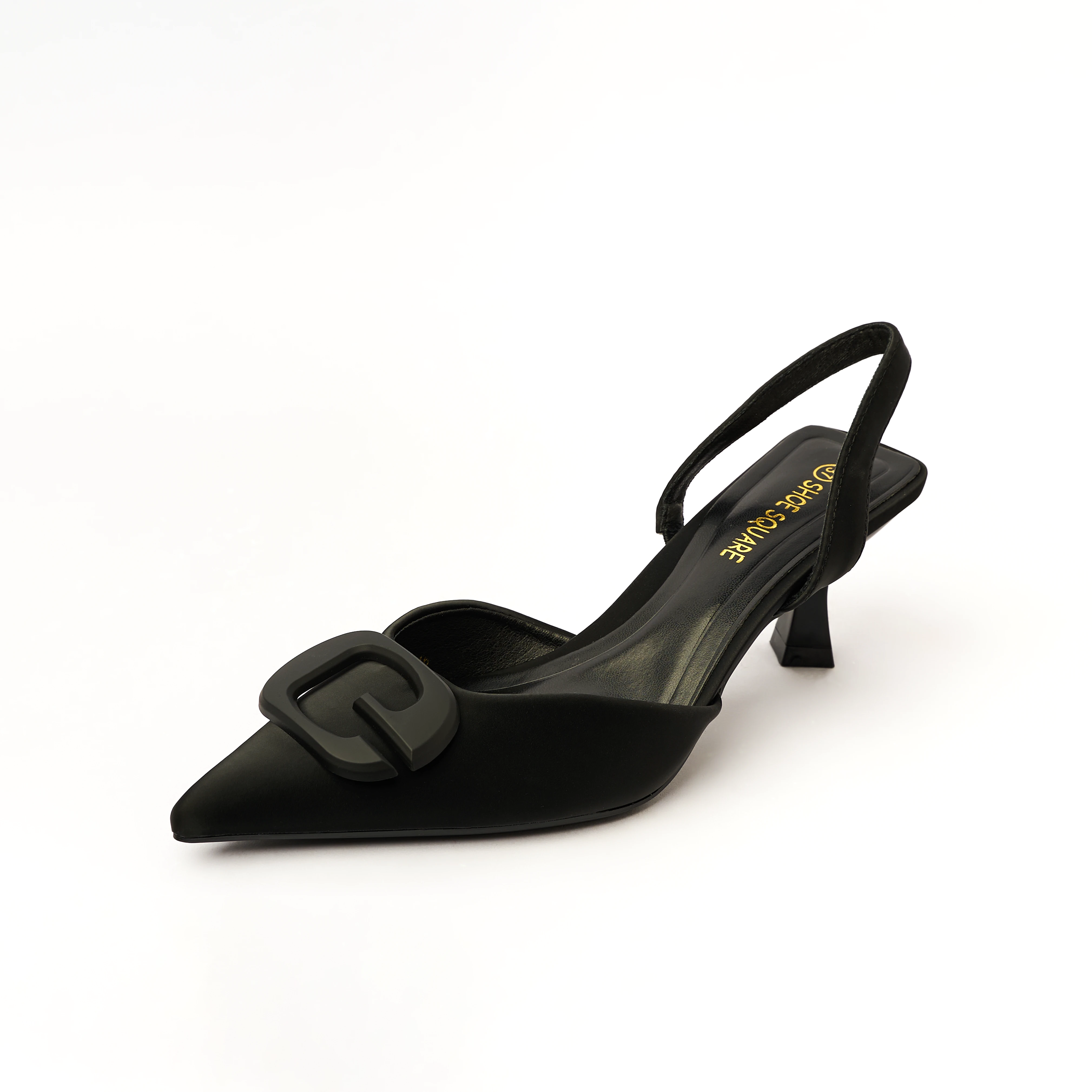 Pointed Toe - Slingback Low Heel - Black (CH68)
