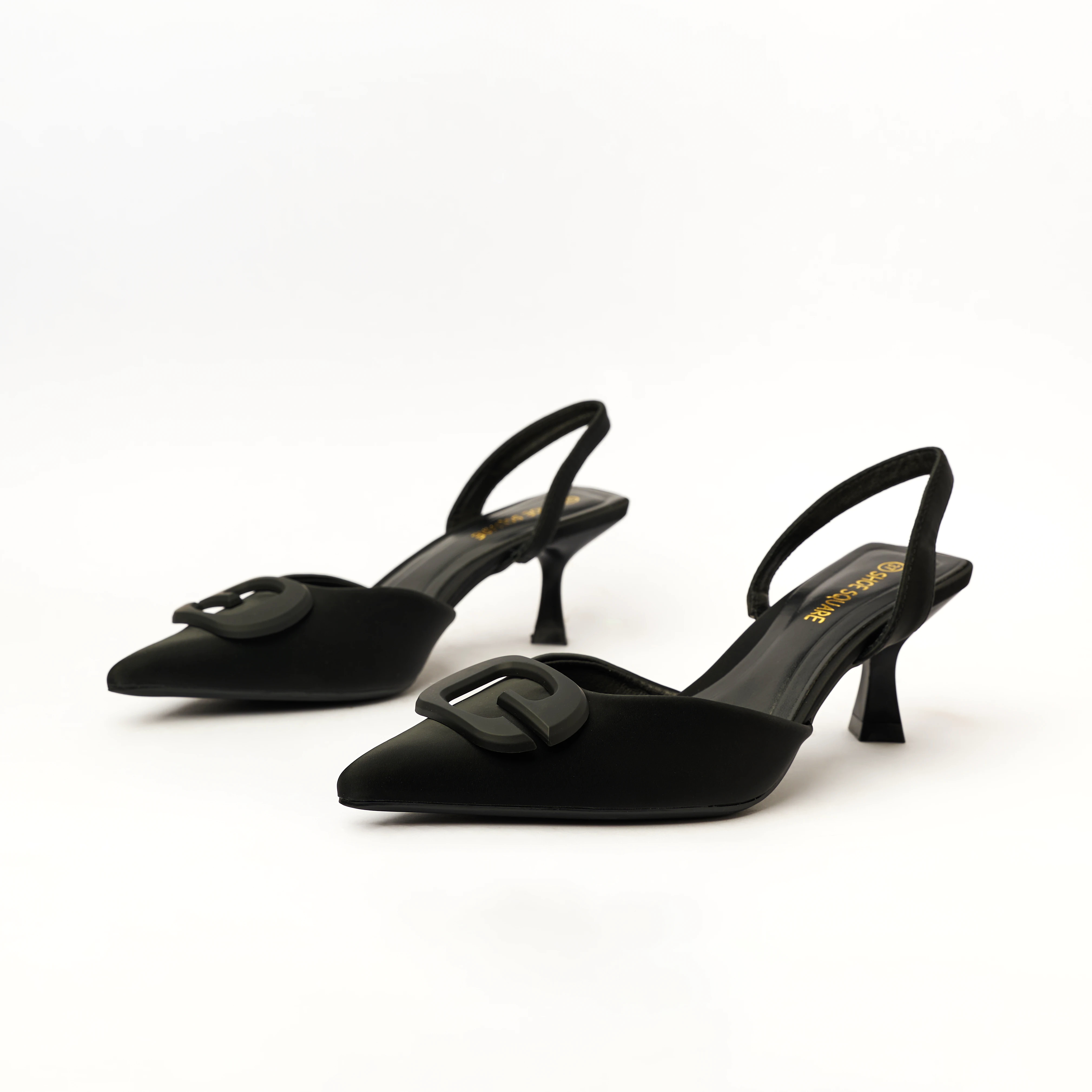 Pointed Toe - Slingback Low Heel - Black (CH68)