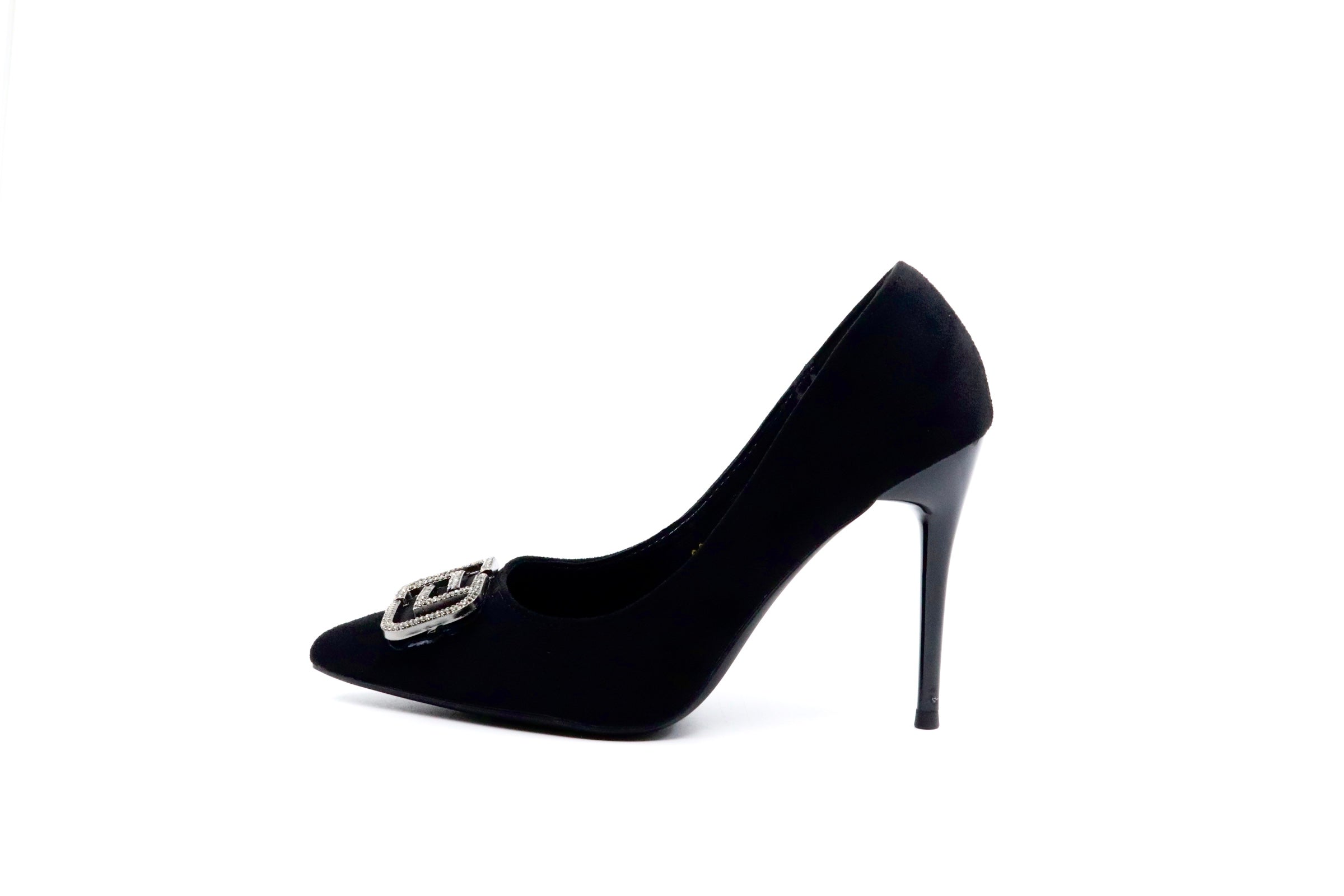 Pointed Toe - Formal Suede Stiletto Pumps - Black (CH55)