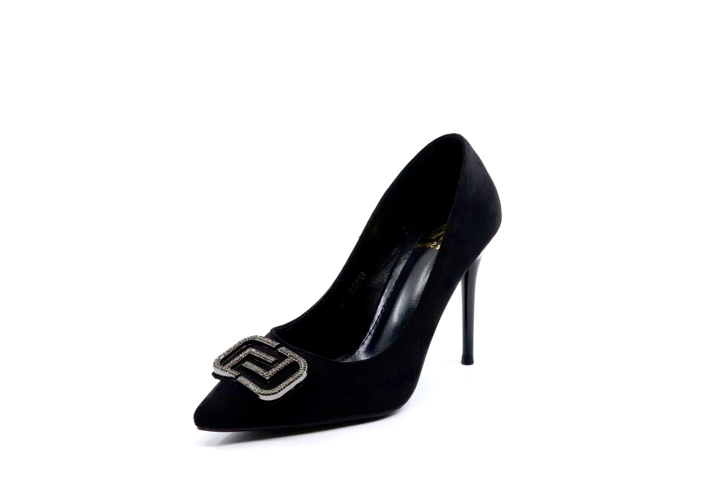 Pointed Toe - Formal Suede Stiletto Pumps - Black (CH55)