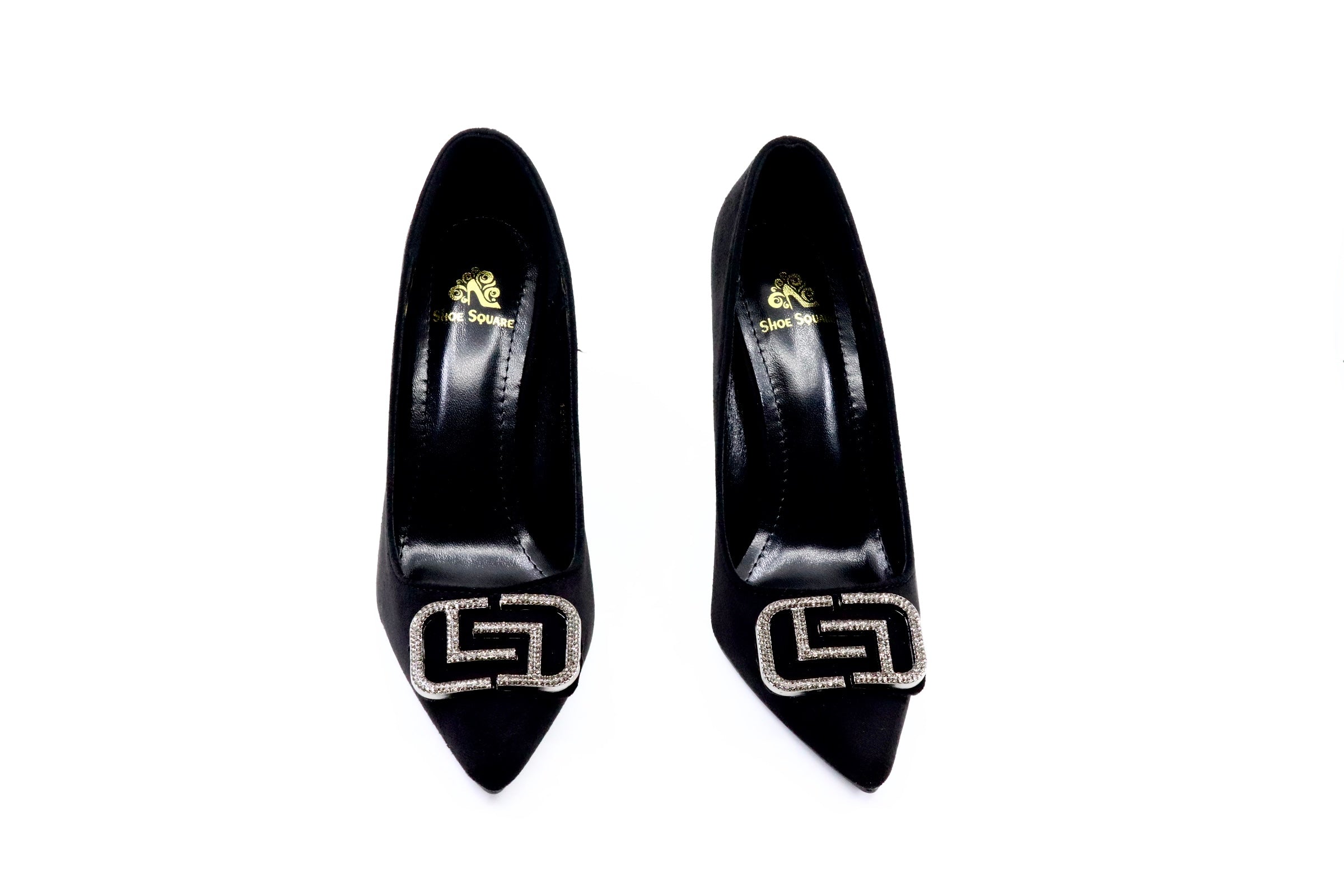 Pointed Toe - Formal Suede Stiletto Pumps - Black (CH55)